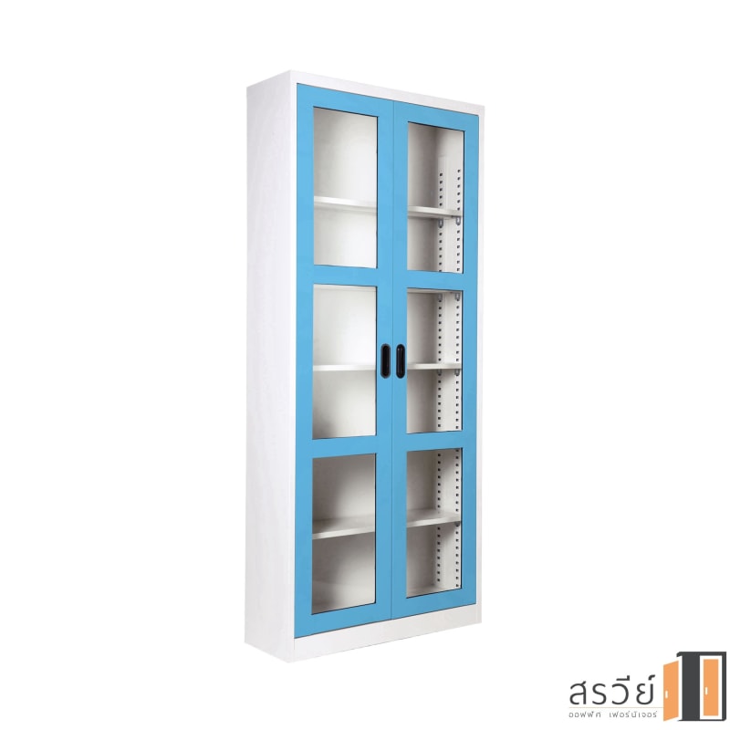 ตู้เหล็กบานเปิด กระจกใส ยี่ห้อ KIOSK รุ่น MAX-052 สีฟ้า