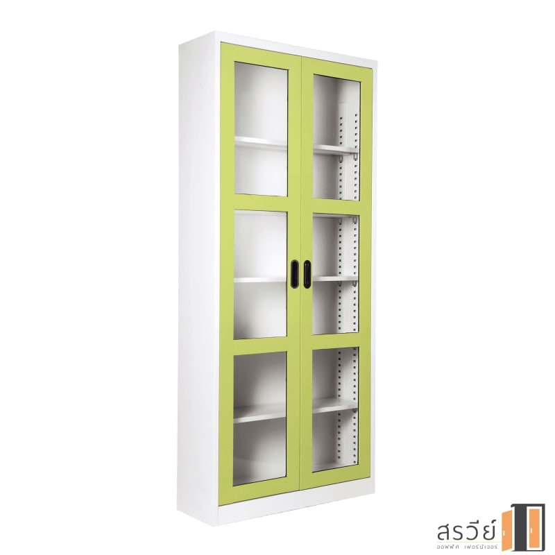 ตู้เหล็กบานเปิด กระจกใส ยี่ห้อ KIOSK รุ่น MAX-052 สีเขียว