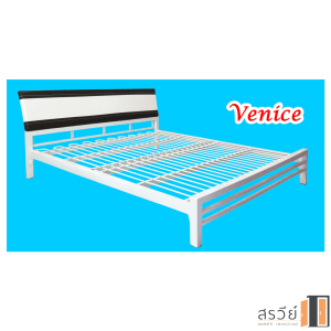 เตียงเหล็ก หัวเบาะหุ้มหนังเทียม ยี่ห้อ SR รุ่น R-334 ขนาด 6 ฟุต