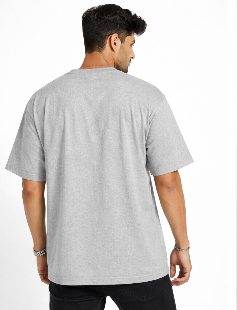 Men & Women Oversized Cotton T-Shirt (Heather Grey) | Premium Casual Loose Fit Round Neck Tee t shirts image 2 thumbnail