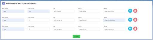 How to Add or Delete Rows Dynamically in Salesforce using LWC