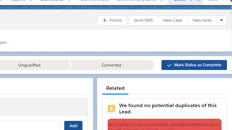 Send button on the Lead Record Salesforce twilio Integration