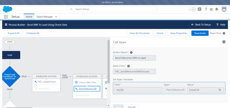 schedule SMS To Lead during business hours in salesforce5
