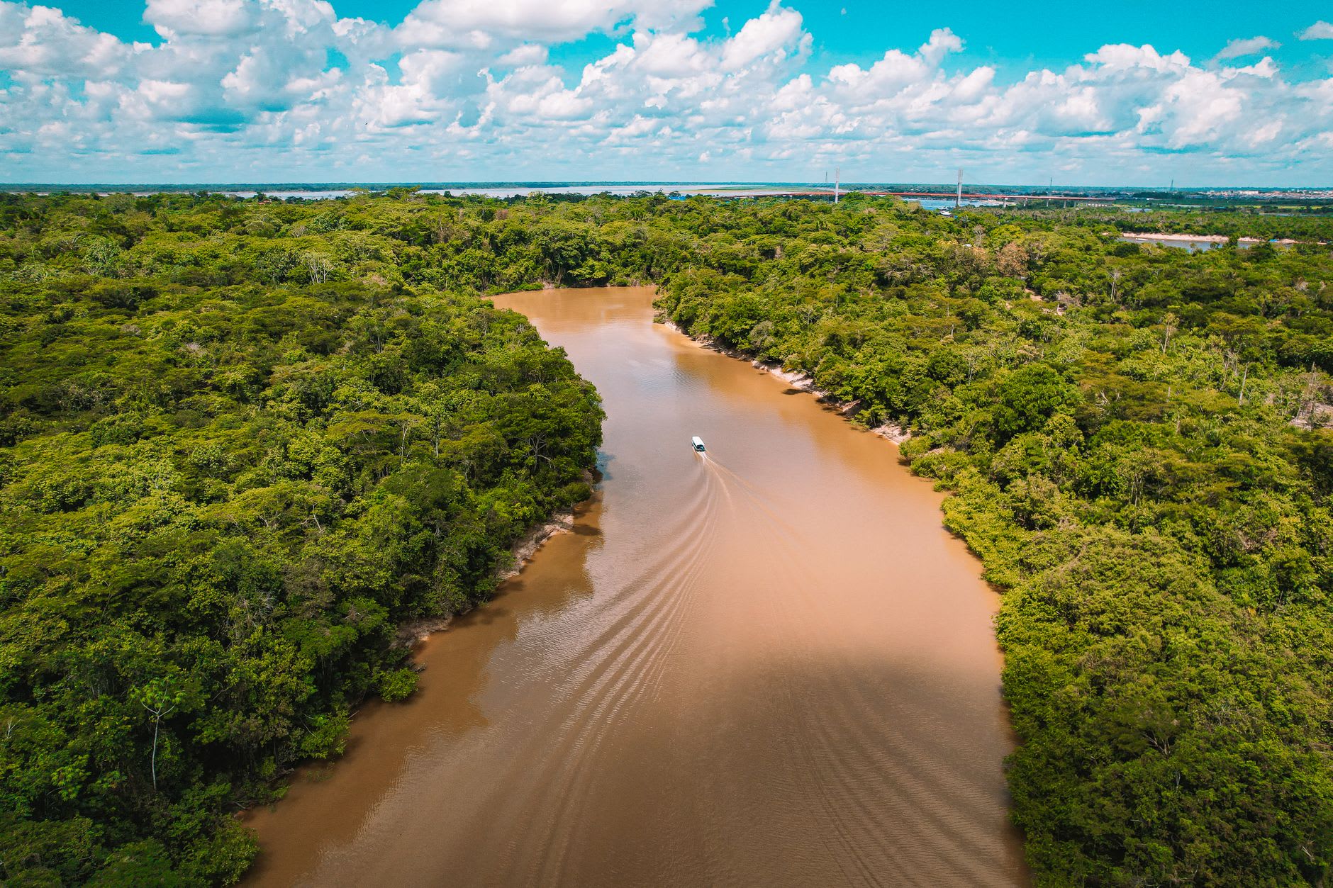 Des bateaux en bois chargés de provisions alignés sur le quai du río Tambopata à Puerto Maldonado à l'aube