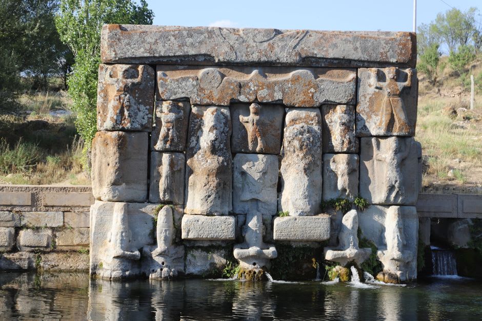 Rows of carved Hittite gods in procession along the rock walls of the Yazılıkaya sanctuary near Hattusa