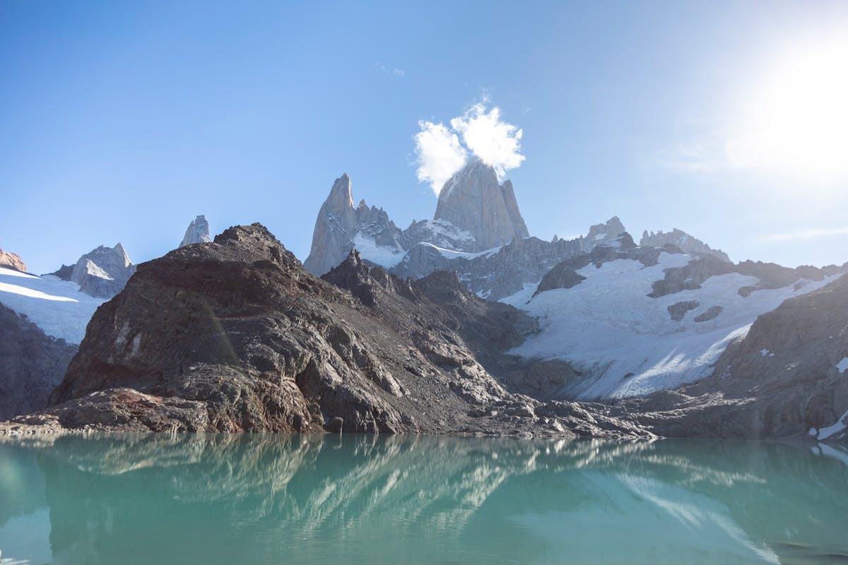 The jagged granite spires of Monte Fitz Roy at sunrise