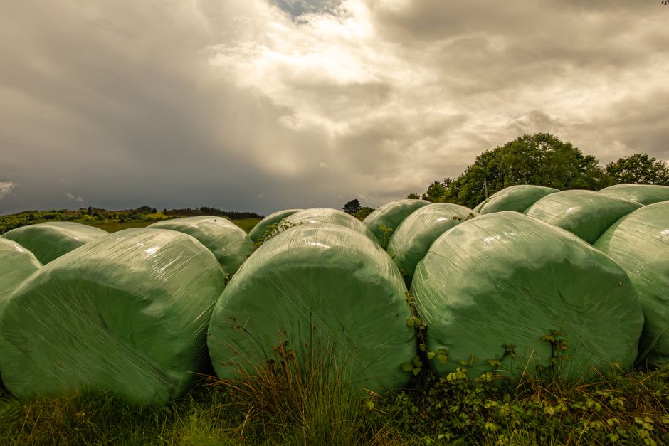 Cotton bales stacked near the Parakou railway terminus, ready for transport north
