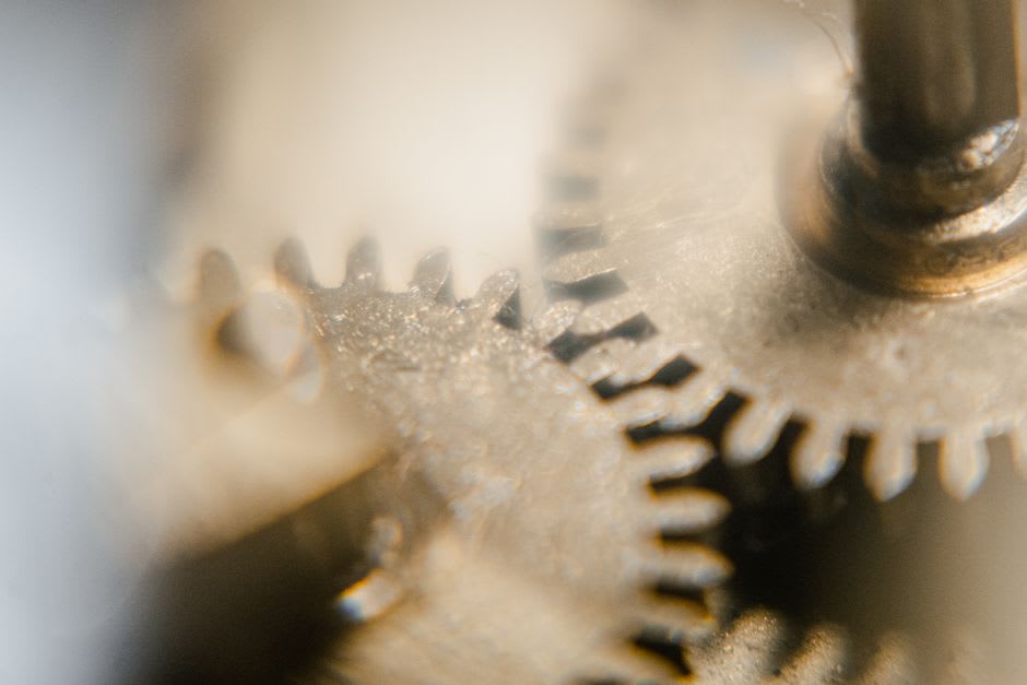 Detailed gears and mechanism of an antique astronomical clock at the German Clock Museum