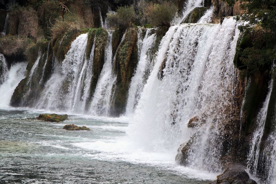 Štrbački Buk cascading over limestone shelves in Una National Park