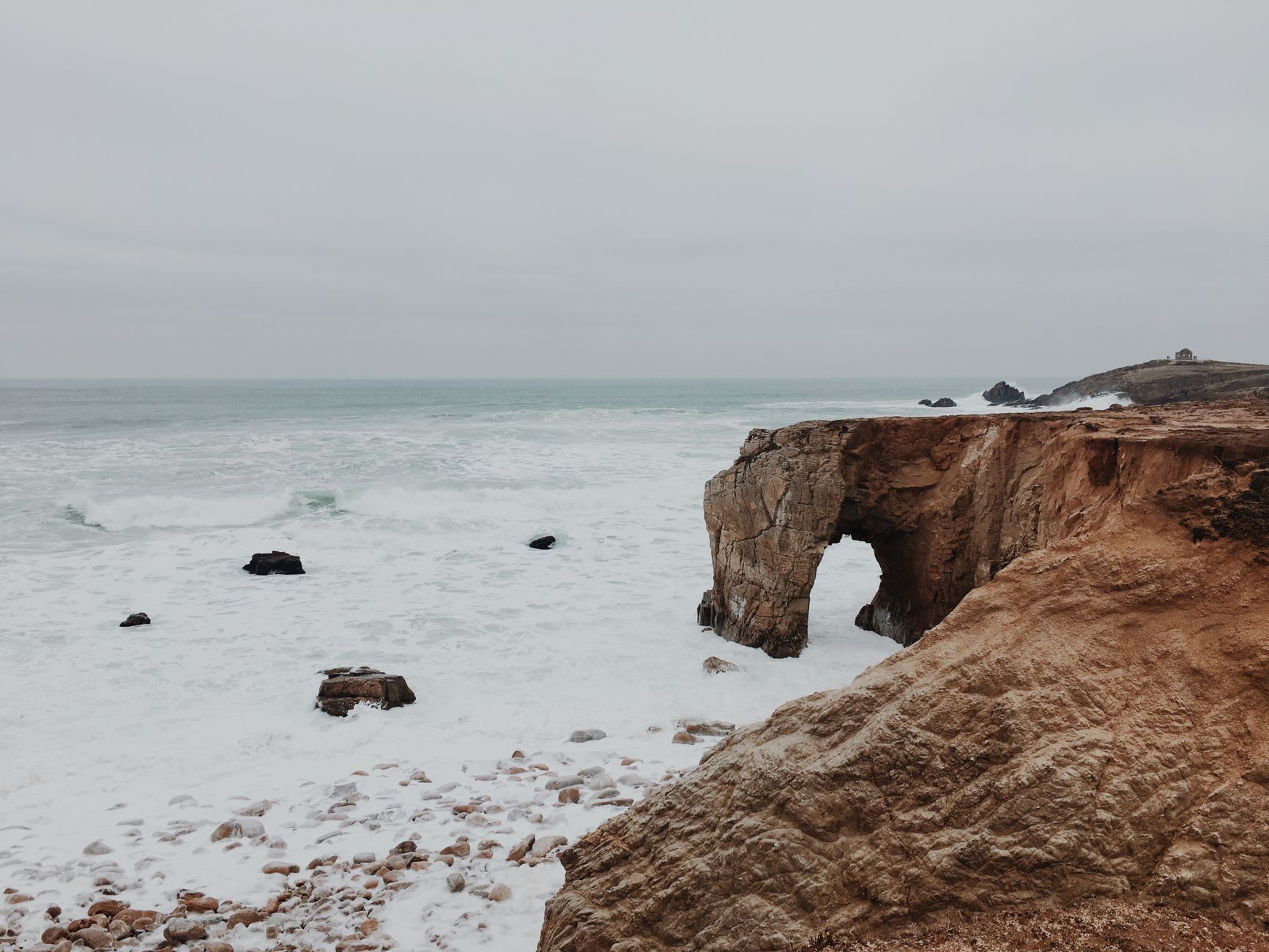 The Tas de Pois sea stacks rising from the Atlantic below the cliffs of Pointe de Pen-Hir on the Crozon Peninsula