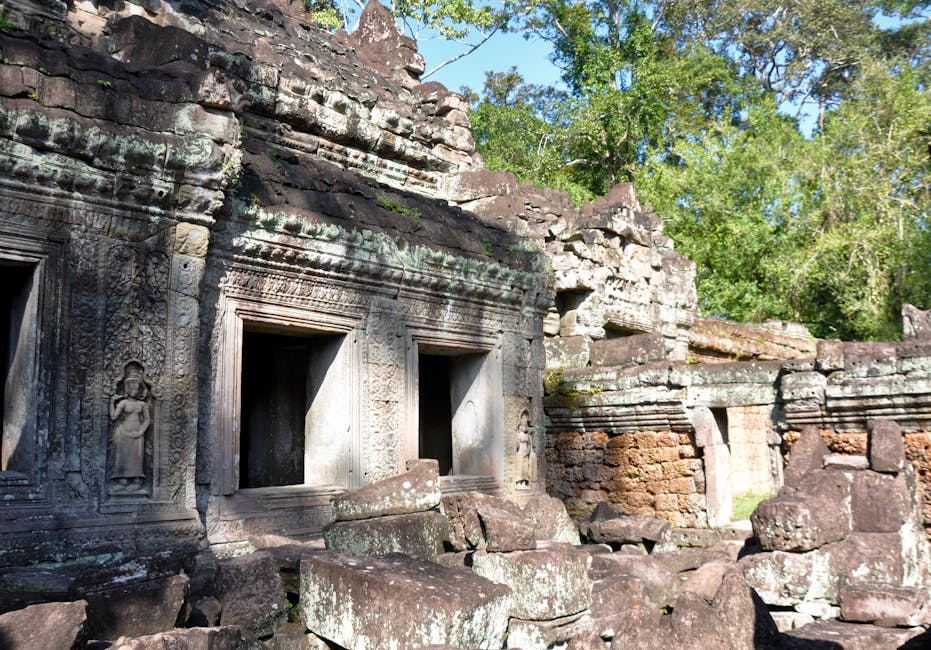 Ancient temple ruins surrounded by jungle near Siem Reap