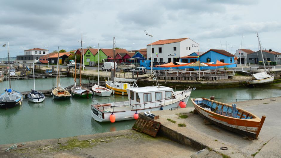 Colorful traditional houses along the harbor at La Grave on the Magdalen Islands