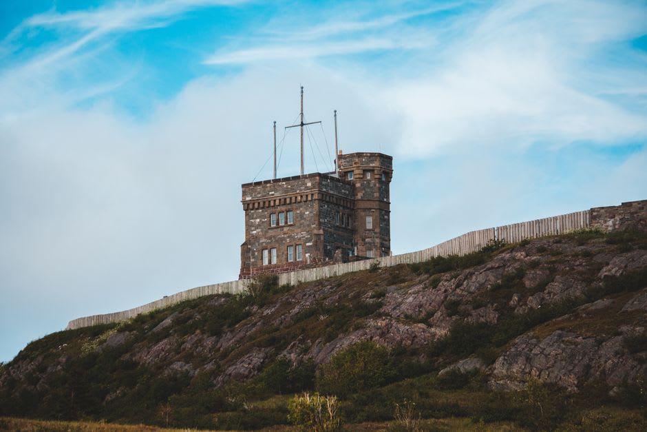 Cabot Tower atop Signal Hill overlooking the entrance to St. John's harbour