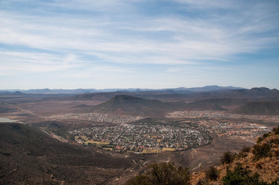 The dry, rocky landscape near Karoopoort where the Cape fold mountains meet the Tankwa Karoo