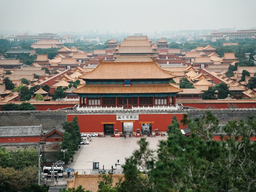 The Forbidden City's golden rooftops and imperial architecture