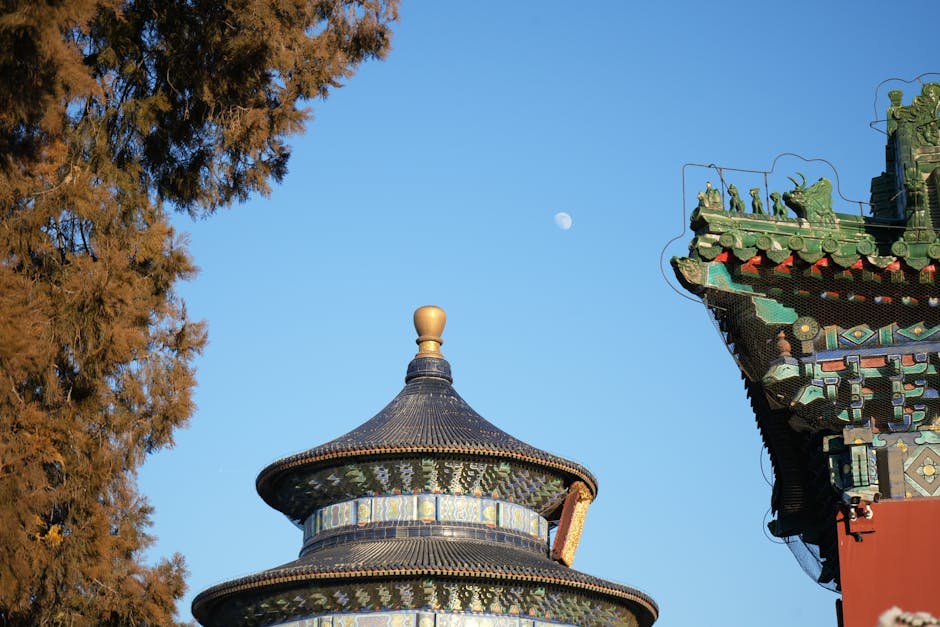 The Temple of Heaven rising above park trees in Beijing