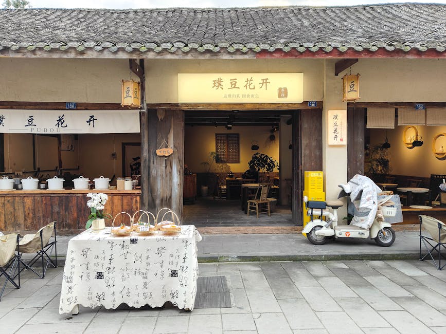 Traditional Chengdu street with lanterns and architecture
