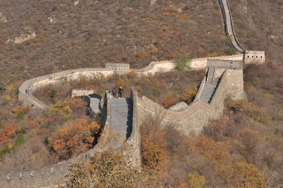The Great Wall at Mutianyu in autumn with colourful foliage