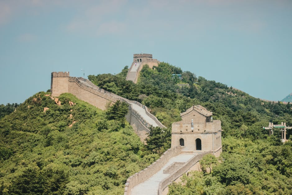 A watchtower on the Great Wall with mountain views
