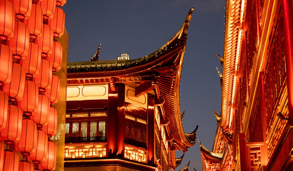 Classical Chinese garden architecture at Yu Garden
