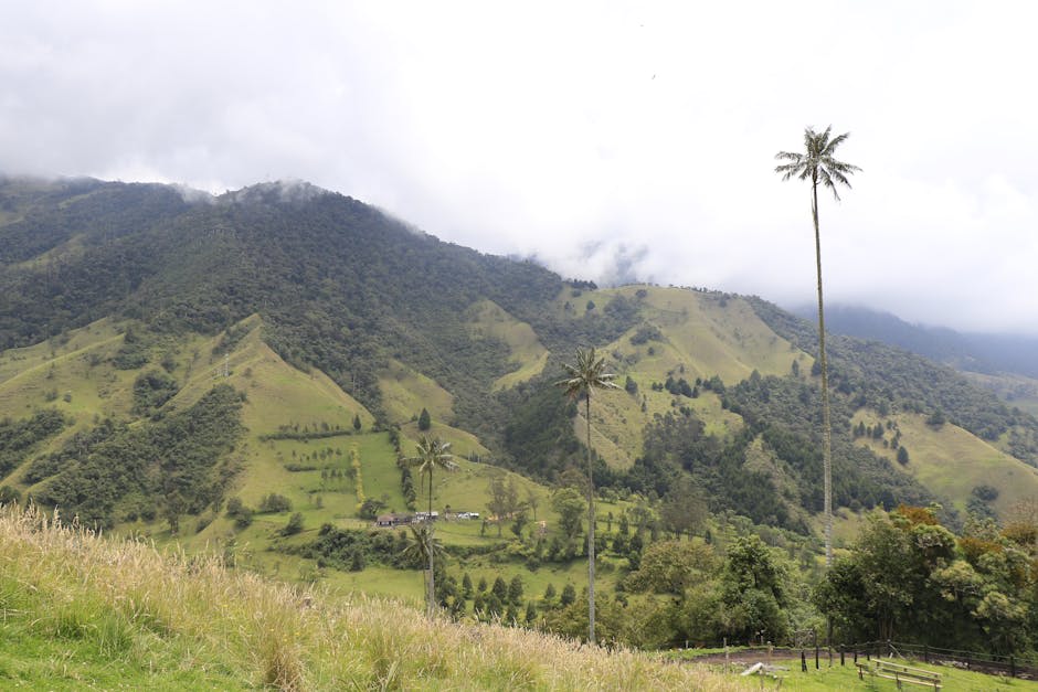 A colorful colonial street in Salento with painted balconies