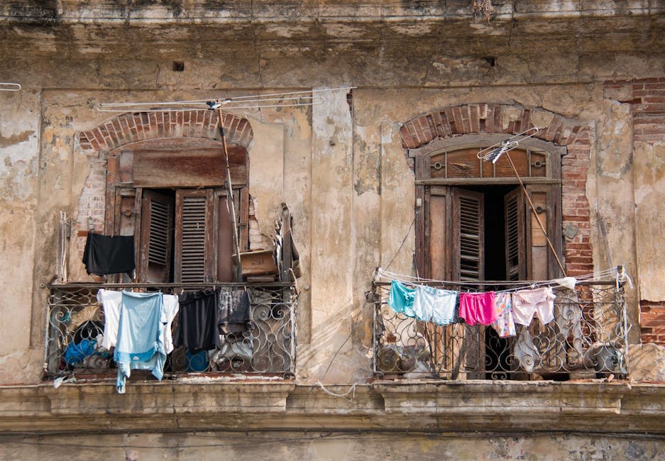 Colonial balconies and weathered facades in Old Havana