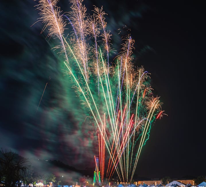 Fireworks lighting up the night sky during a festival celebration