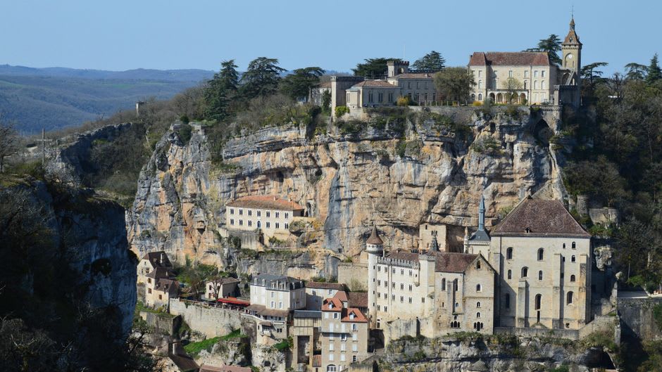 The 216 pilgrim steps winding up through Rocamadour's stacked chapels