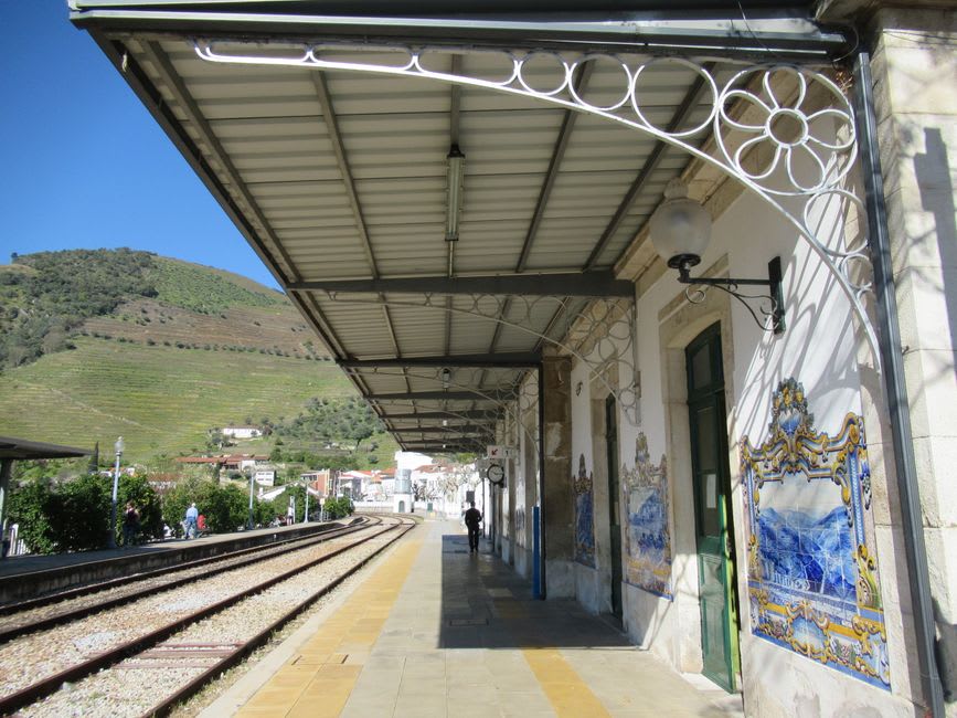 The abandoned railway platform at Barca d'Alva station under afternoon light