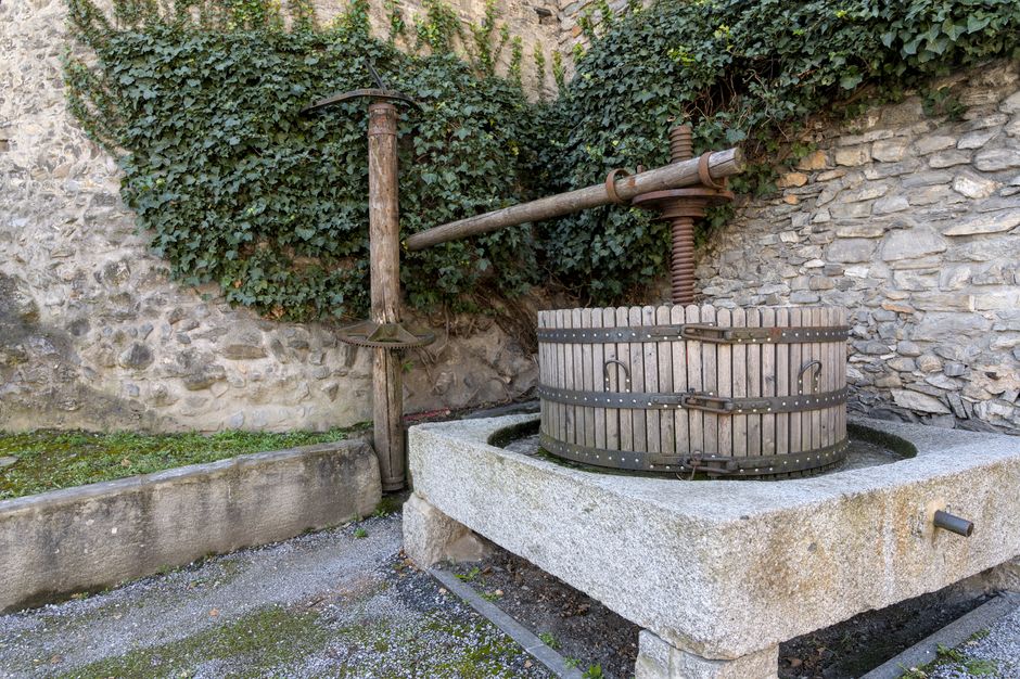 Stone lagar wine trough inside an old warehouse in Provesende