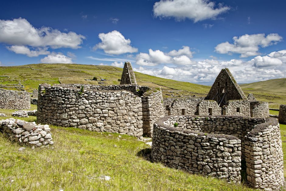 Highland farmland and stone terracing near the Ingapirca archaeological site