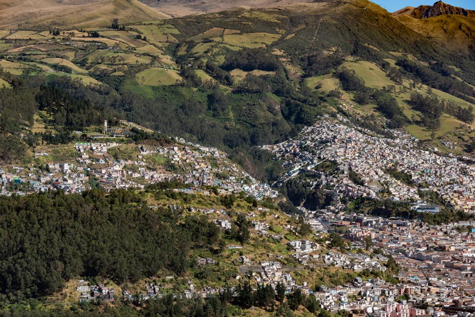 The ridgeline trail up Mandango mountain with the Vilcabamba valley spread out below