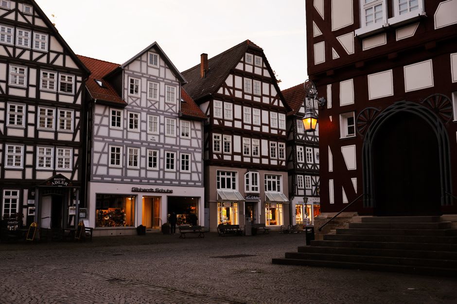 Timber-framed market hall in the historic center of Bar-sur-Aube on a quiet morning