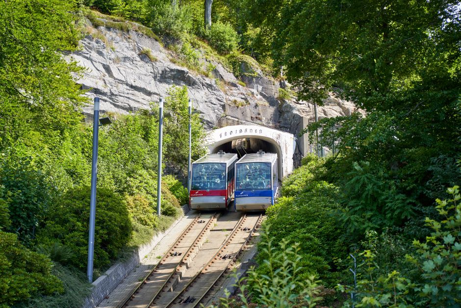The Bourg-Saint-Maurice funicular carriage ascending through a rock tunnel toward Les Arcs