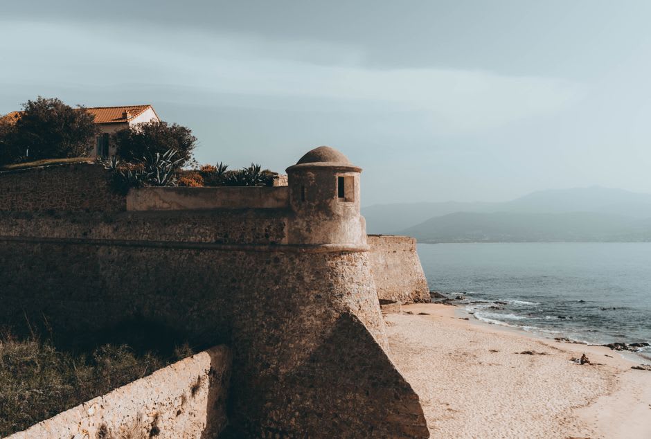 The stone house inside Calvi's citadel bearing a plaque claiming it as the birthplace of Christopher Columbus