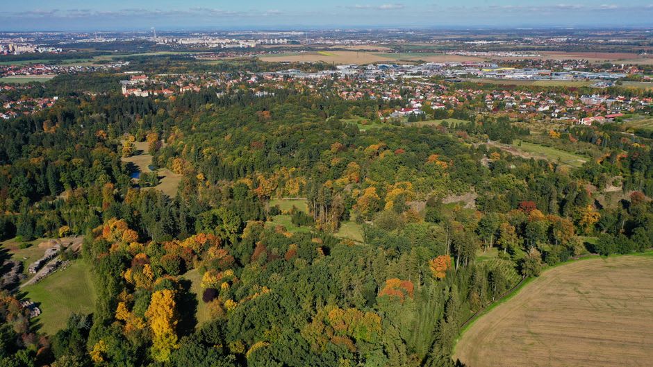 Wide view of farmland and forest surrounding the Mémorial Charles de Gaulle near Colombey-les-Deux-Églises