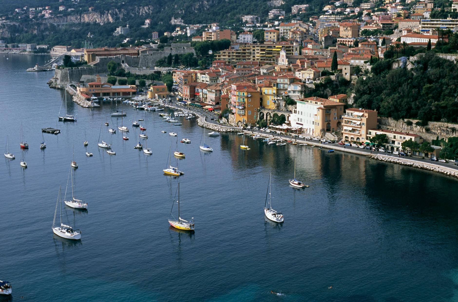 A small harbor with colorful boats on the Côte d'Azur