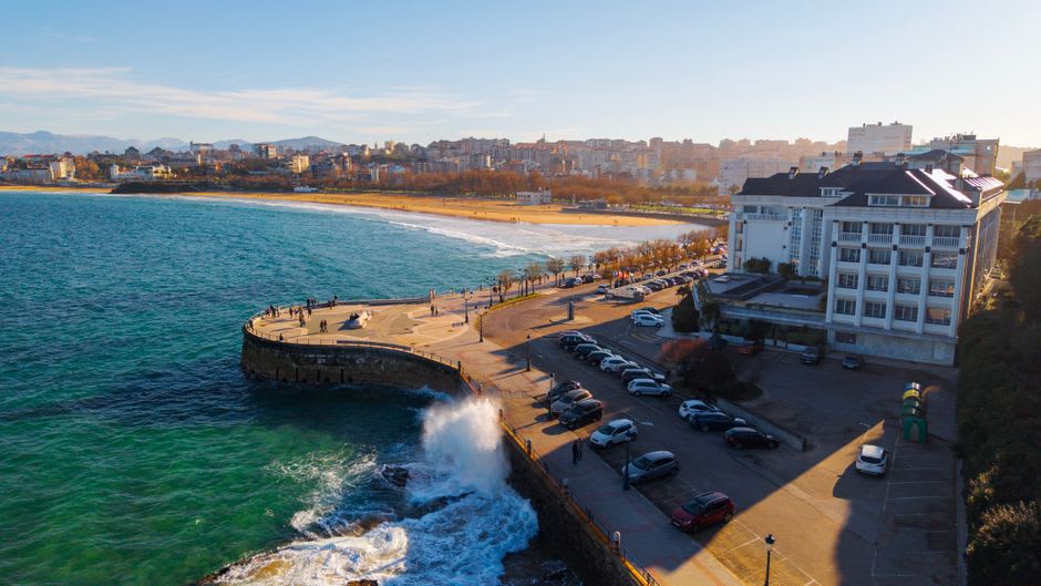 The belle-époque seafront promenade of Hendaye lined with grand villas facing the Atlantic