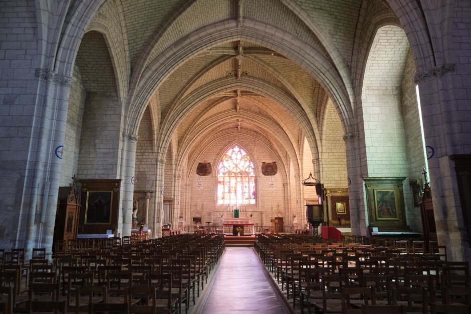 The bare stone interior and vaulted nave of the Abbaye de Silvacane near La Roque-d'Anthéron