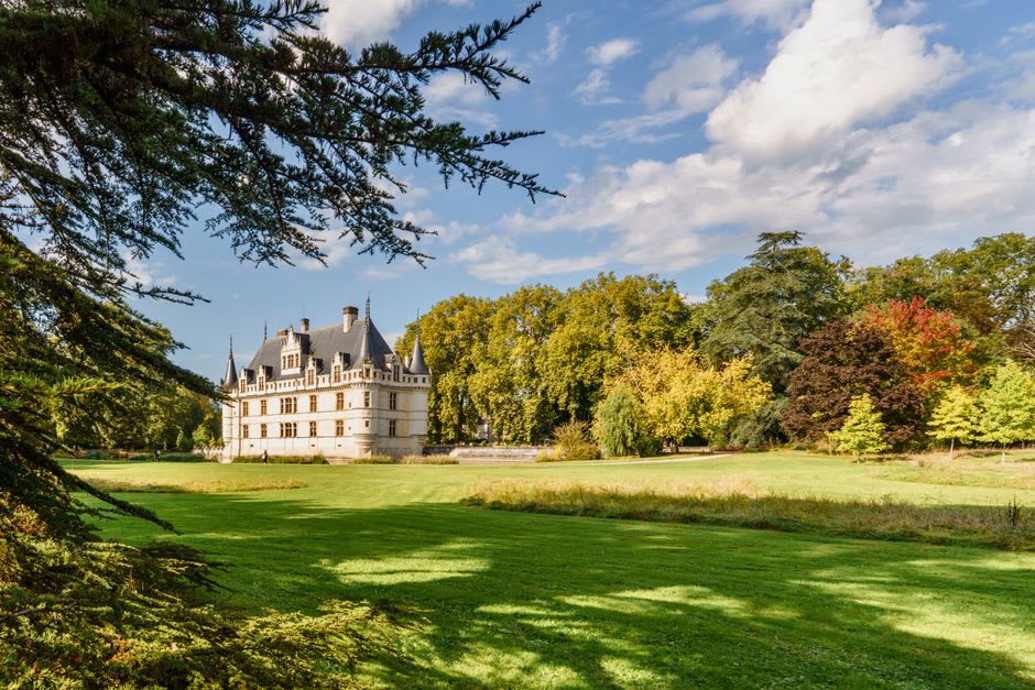 The Renaissance château of Le Grand-Pressigny overlooking the green farmland of the Claise valley