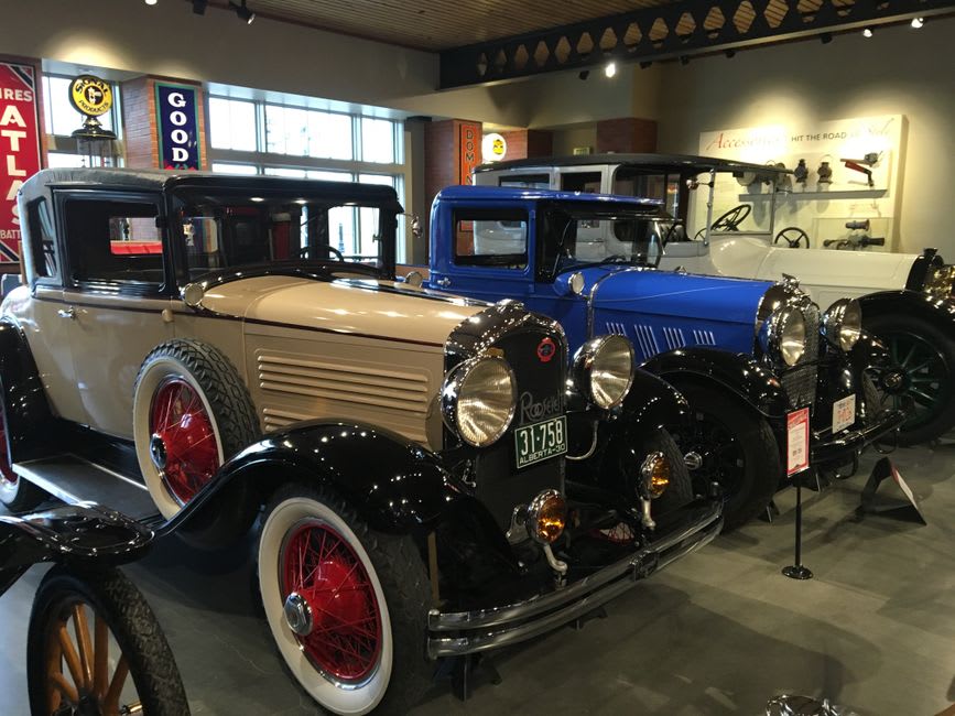 Rows of vintage Bugatti automobiles inside the Cité de l'Automobile museum in Mulhouse