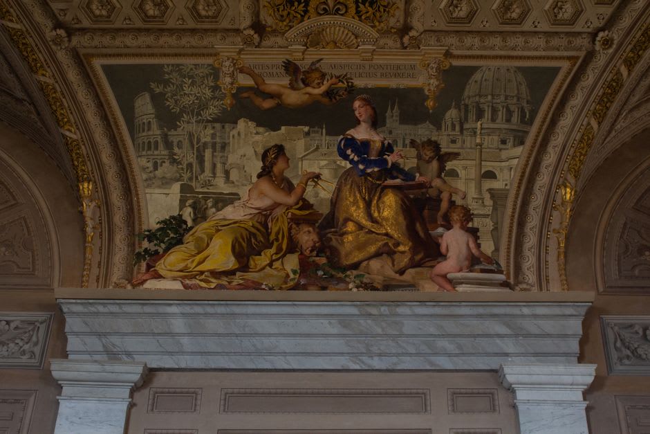 The colourful trompe-l'œil frescoes on the Renaissance town hall facing Place de la Réunion in Mulhouse