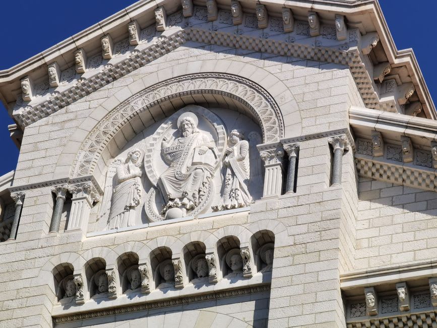 The heavily carved twelfth-century Romanesque portal of Oloron-Sainte-Marie's cathedral