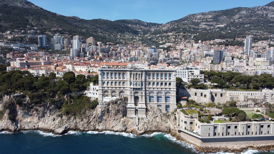 Panoramic view from Peille over the Mediterranean coastline and the towers of Monaco far below