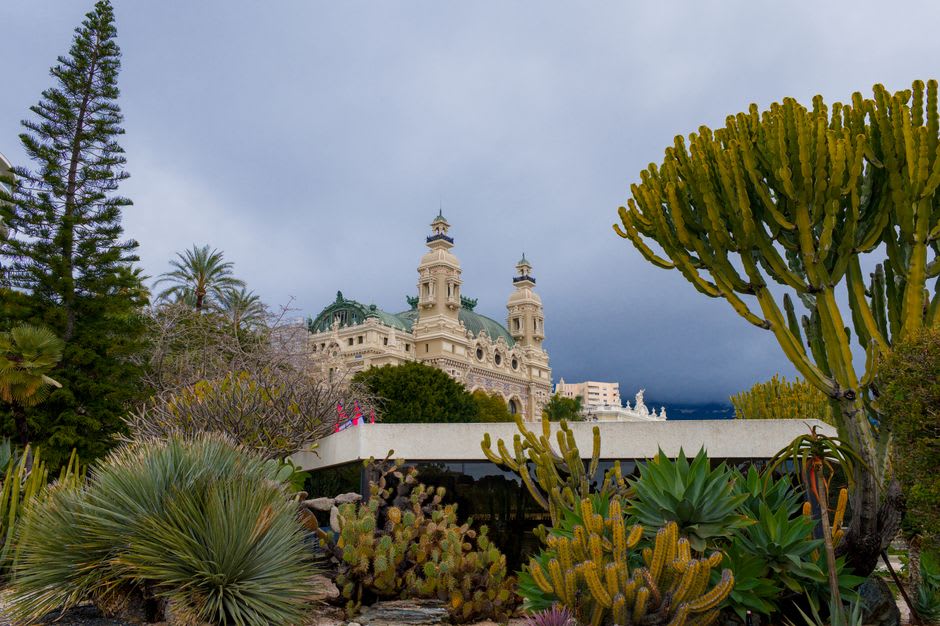 The Belle Époque seafront of Saint-Raphaël with its casino building and palm-lined promenade