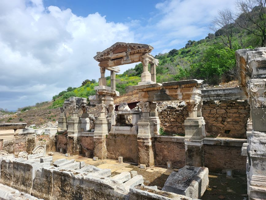 The weathered stone mausoleum and triumphal arch known as Les Antiques near the Glanum ruins outside Saint-Rémy-de-Provence