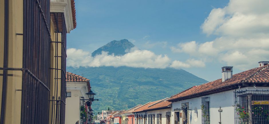 Rooftop Spanish class in San Pedro La Laguna with Lake Atitlán visible beyond the terrace