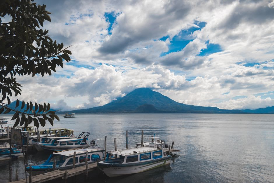 Steep stone footpath climbing from the Lake Atitlán shoreline up to the village of Santa Cruz La Laguna