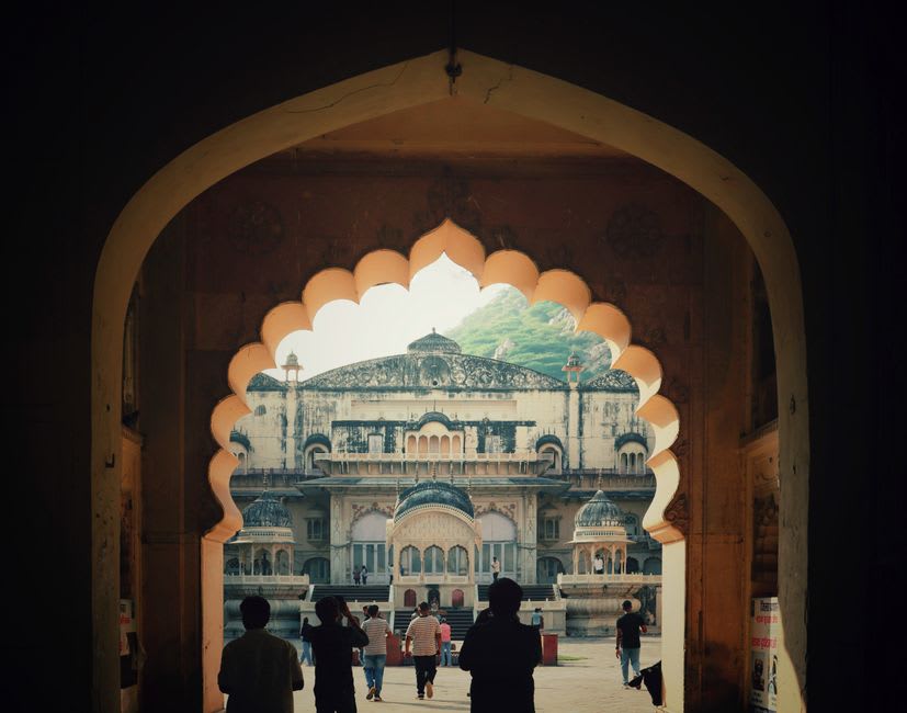 Marble courtyards and pavilions of Alwar's City Palace complex