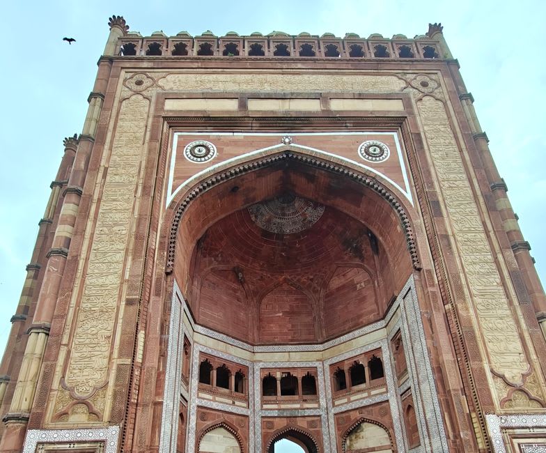 Buland Darwaza's towering red sandstone gateway at Fatehpur Sikri